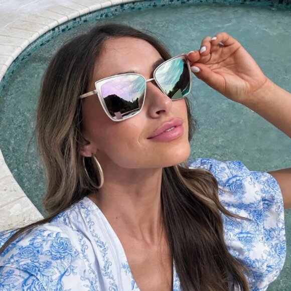 DIFF Eyewear - Grace Brushed Gold + Cherry Blossom Mirror Sunglasses main image 5